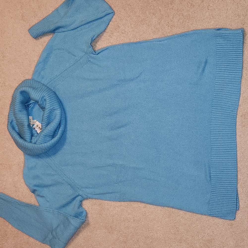 Sweater Removeable Cowl Neck - Large Aqua Blue - NWT